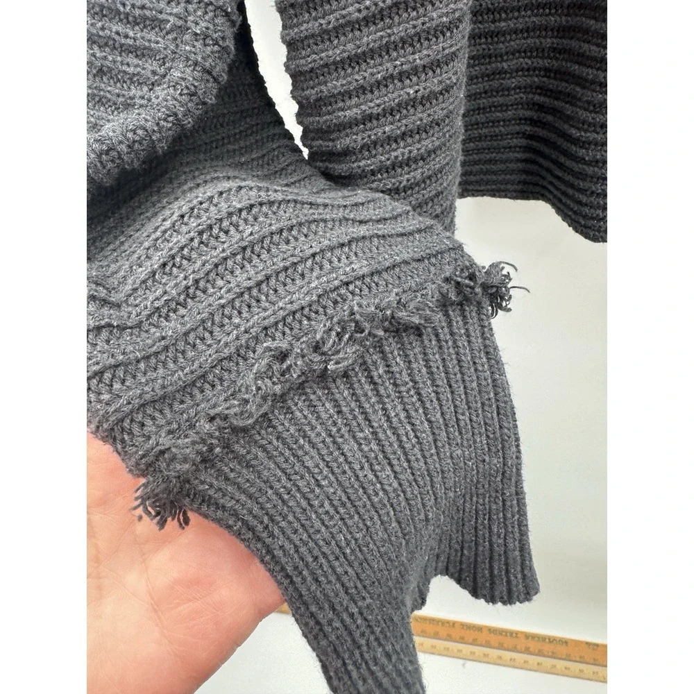 Free People Marlie Deep V Chunky Ribbed Knit Sweater Large Slouchy Boxy Grunge
